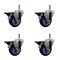 Service Caster 3.5'' Blue Poly Swivel 7/16'' Grip Ring Stem Caster Set with Brake, 4PK SCC-GR20S3514-PPUB-BLUE-PLB-716138-4 - alternate 1